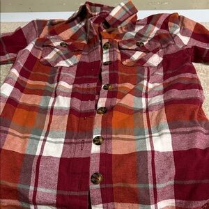 Plaid Kids Shirt - Red and Orange